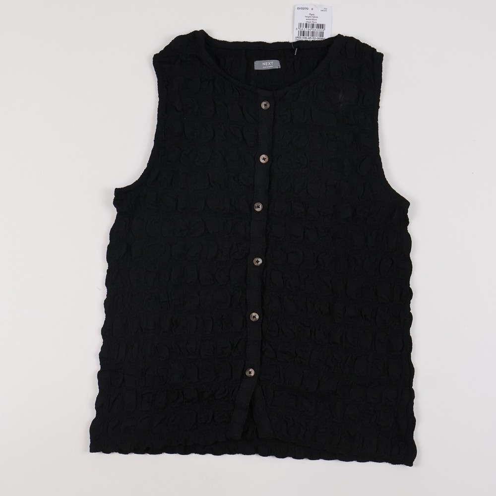 Next Girls Bubble Textured Knit Button Front Vest Black 11Y NWT